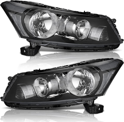 2008-2012 Honda Accord 4Dr Headlights Assembly Pair - Replacement for Specific Years, Excludes Coupe & Crosstour Models - OMOTOR
