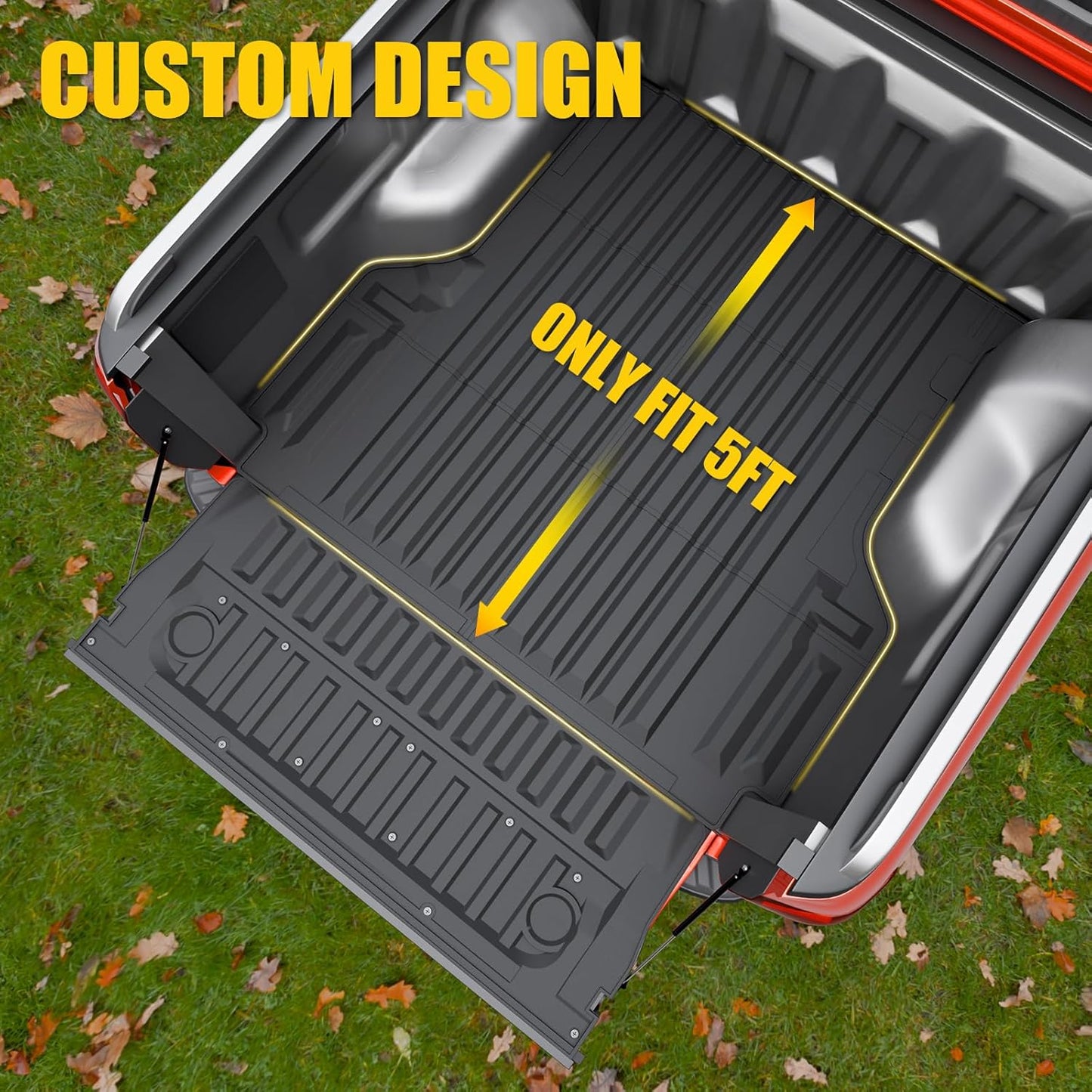 5FT Bed Mat Compatible with 2024 2025 2026 Ford Ranger (Truck Bed Mat+Tailgate Mat)