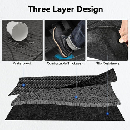 AOMSAZTO Car Floor Mats for Ford Bronco Sport 2021 2022 2023 2024 2025, All Weather Car Floor Mats, 1st & 2nd Row Full Set Floor Liners, Heavy Duty Anti Skid Car Mats, Black