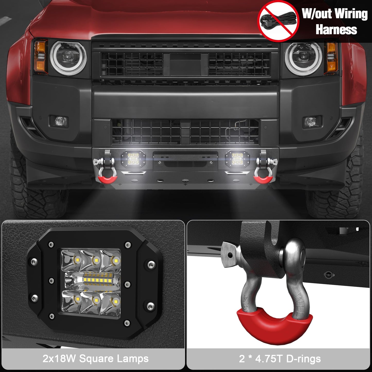 Front Lower/ Rear Bumper with LED Lights for 2024-2026 Toyota Land Cruiser 250