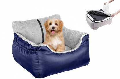 BurgeonNest Dog Car Seat for Small Dogs Under 25 lbs – Fully Detachable & Washable, Soft Booster Seat with Storage Pockets, Clip-On Leash, Portable Carrier Bed, Fits Most Car Seats and Types - OMOTOR
