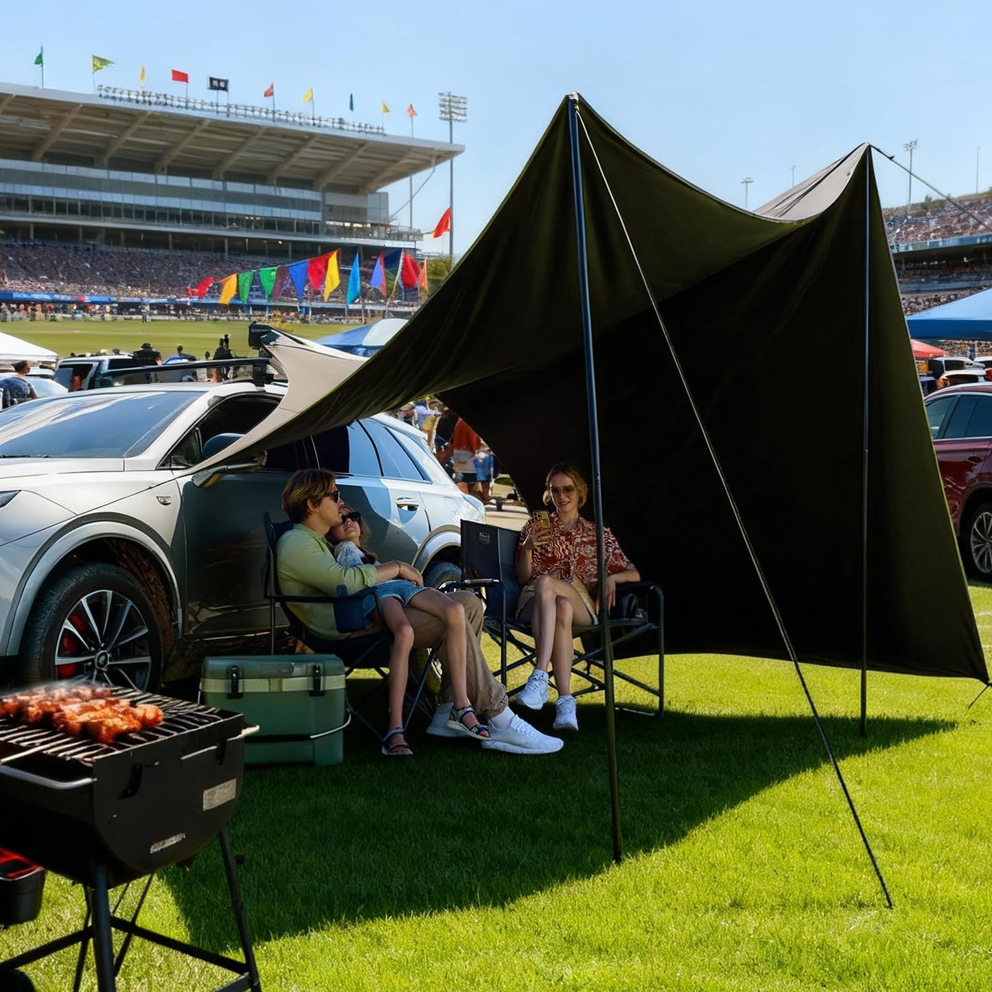 19x9.8ft Retractable Car Awning with Blackout Coating for Vehicle/Truck/Jeep/SUV/Van