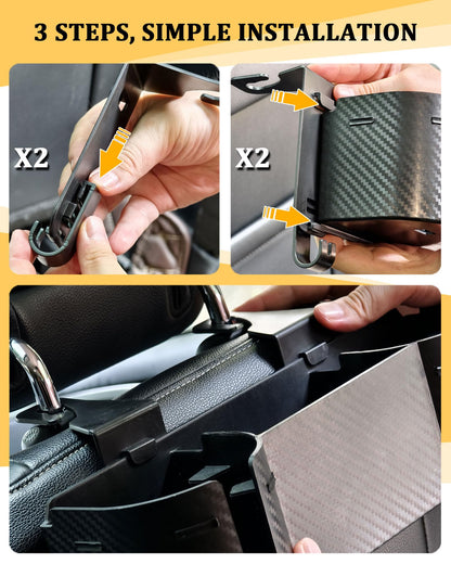 Car Headrest Backseat Cup Holder with Hooks, Multifunctional Organizer