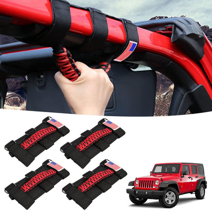 Paracord Grab Handles with American Flag For Jeep Wrangler CJ YJ TJ JL JK LJ JLU JKU & for Gladiator JT 1955-2023