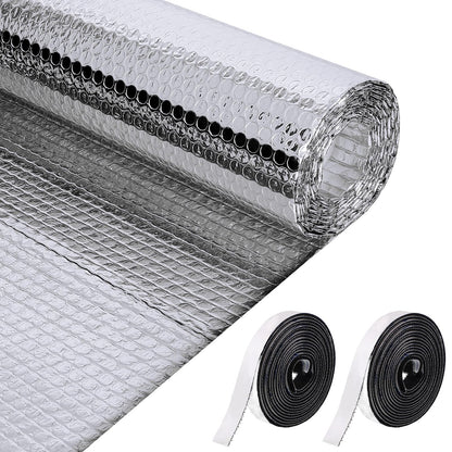 Frienda Double RV Door Window Shade Cover Blackout Reflective Insulation Roll 47x181 Inches Aluminum Foil Insulation Kit for Rv Garage Roof Door Window Skylight Shade(Silver)