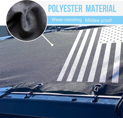 Sunshade for Ford Bronco,Mesh Sun Shade Bikini Top Cover Bimini Top for Ford Bronco Accessories 2021 2022 2023 4 Door - Blocks UV, Wind, Noise, (Flag) - OMOTOR