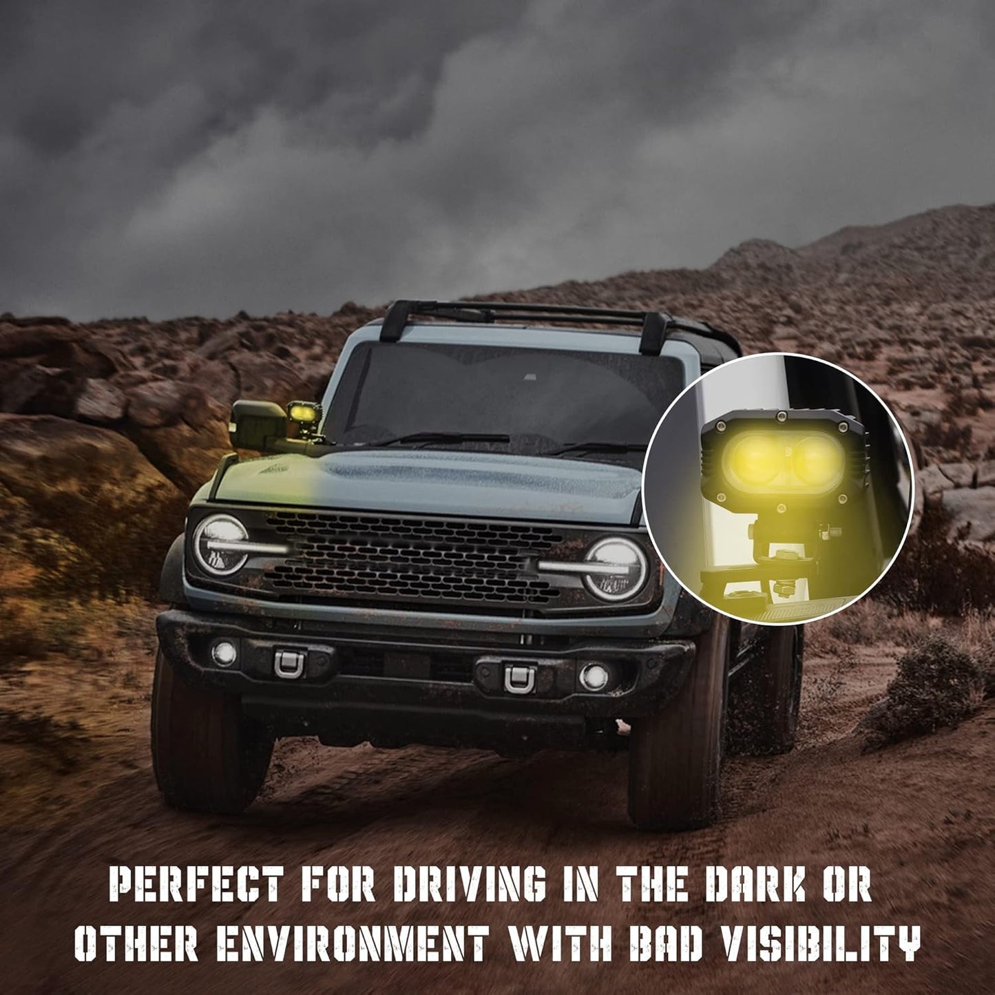 Seven Sparta Dual A-Pillar Light Mount Off-Road Ditch Lights Mounting Brackets Compatible with Ford Bronco Accessories 2/4 Door 2021 2022 2023 2024 2025 (1 Pair)