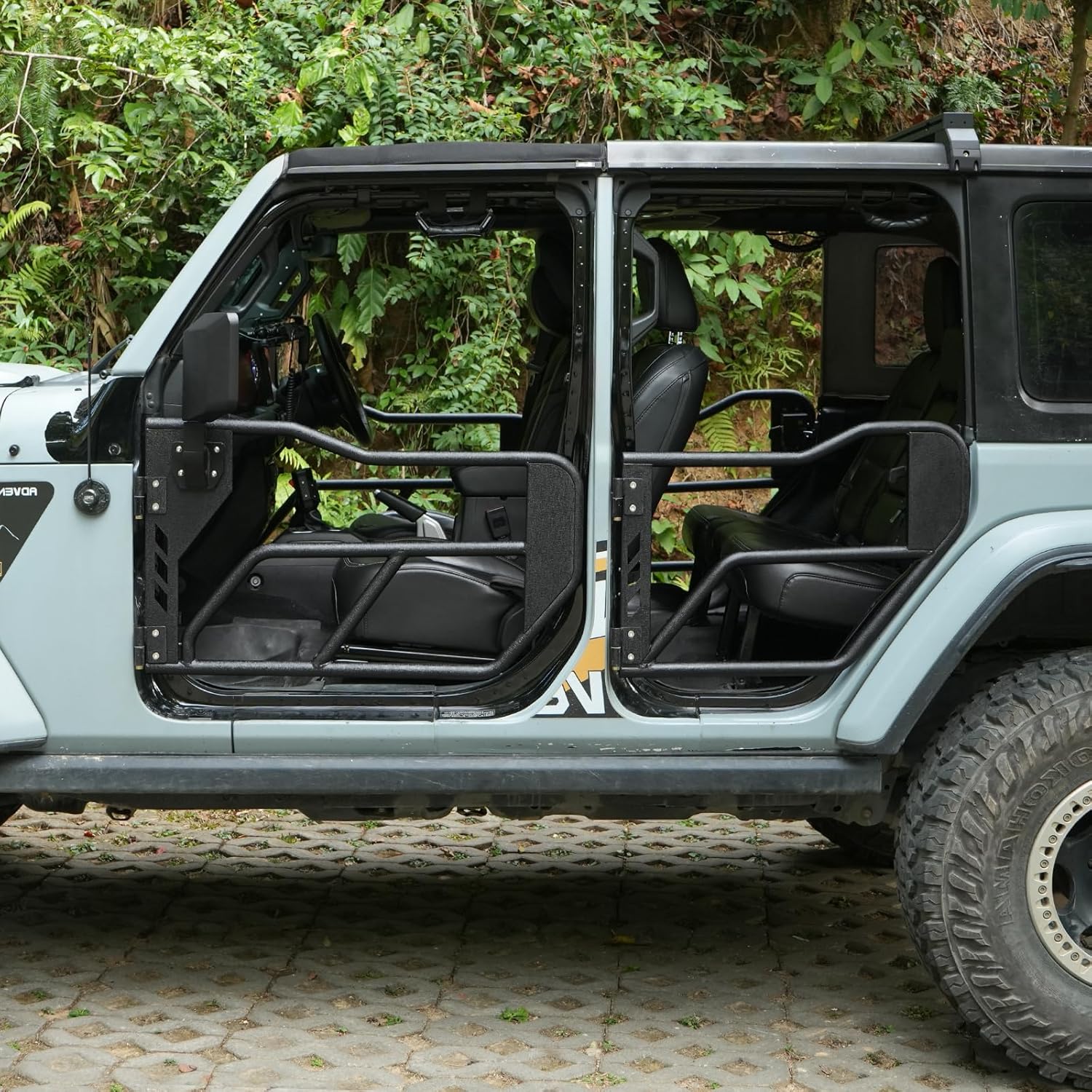 Compatible with Jeep Tube Doors with Rear Side View Mirror,JL JT Half Doors Compatible with Jeep Wrangler 2018-2024 JL&2020-2024 Gladiator JT 4 Door, Safari Tubular Doors Adventure Style