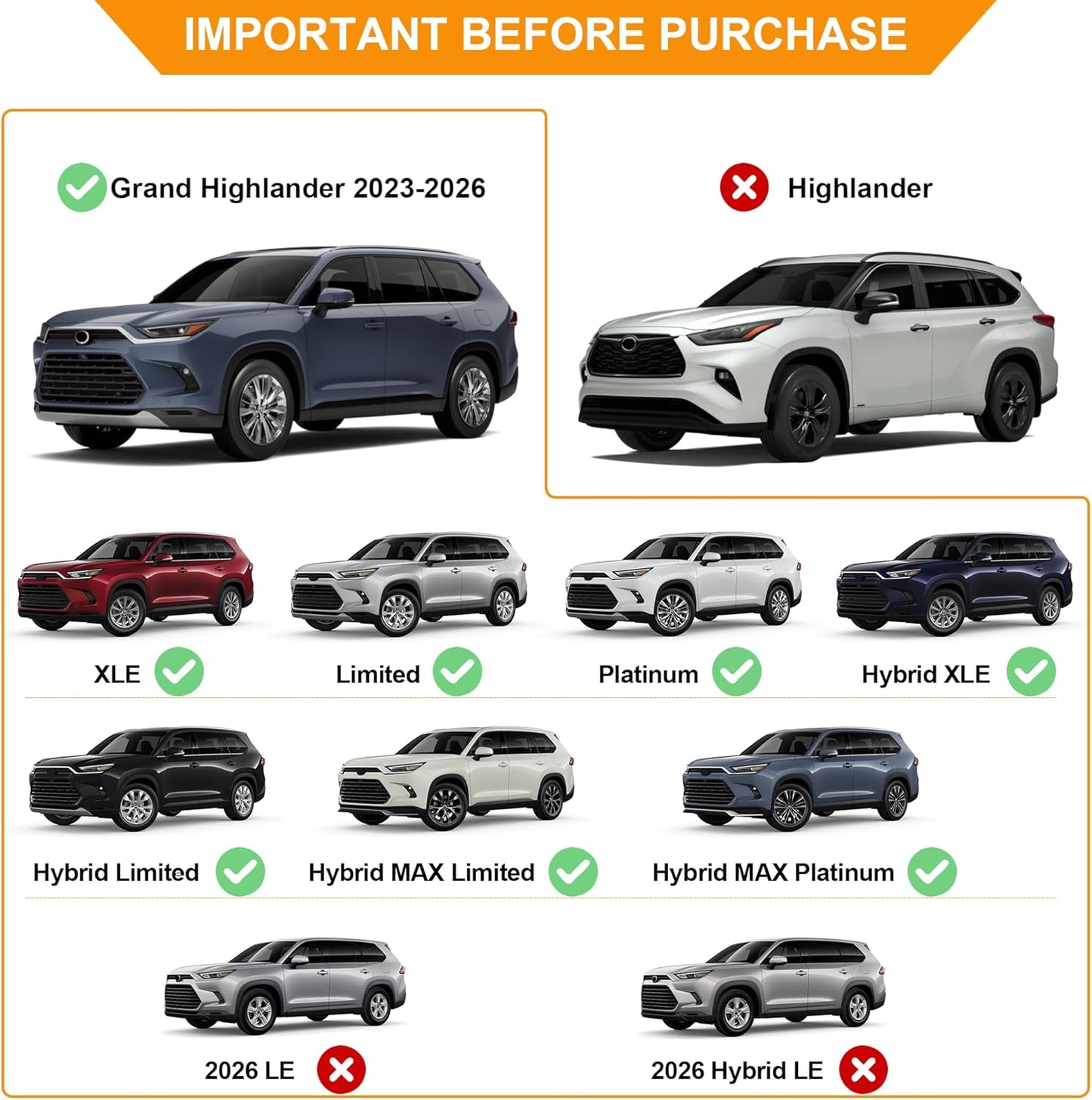 Heavy Duty Upgraded Roof Rack Crossbar Compatible with Toyota Grand Highlander Lexus TX 2024up