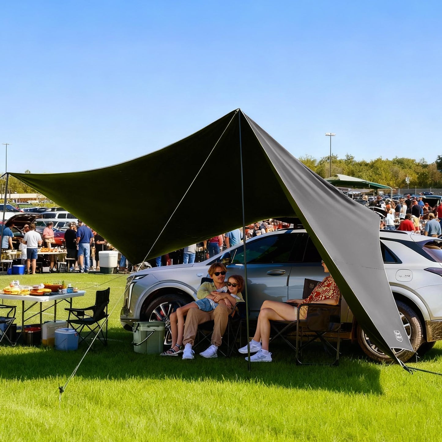 19x9.8ft Retractable Car Awning with Blackout Coating for Vehicle/Truck/Jeep/SUV/Van