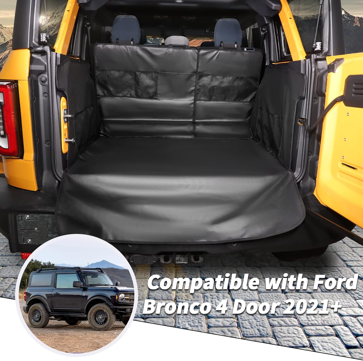 Jimen Compatible with Ford Bronco 4 Door 2021-2023, Pet Trunk Cargo Liner, Waterproof Cargo Cover Dog Mat Protector
