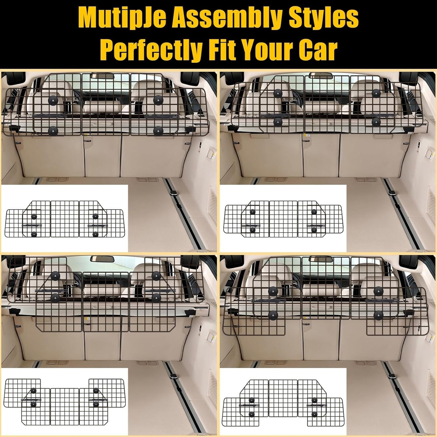 Adjustable Steel Mesh Dog Car Barrier for SUVs and Trucks