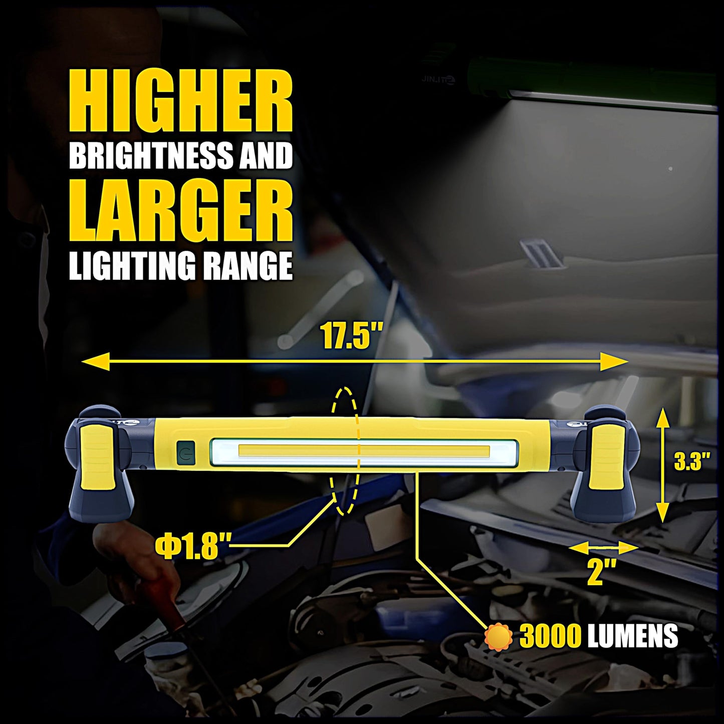 Magnetic Work Light - 3000LM Rechargeable LED Work Light Bar, 5200mAh Under Hood Mechanic Light for Garage, Workshop, Vehicle Inspection