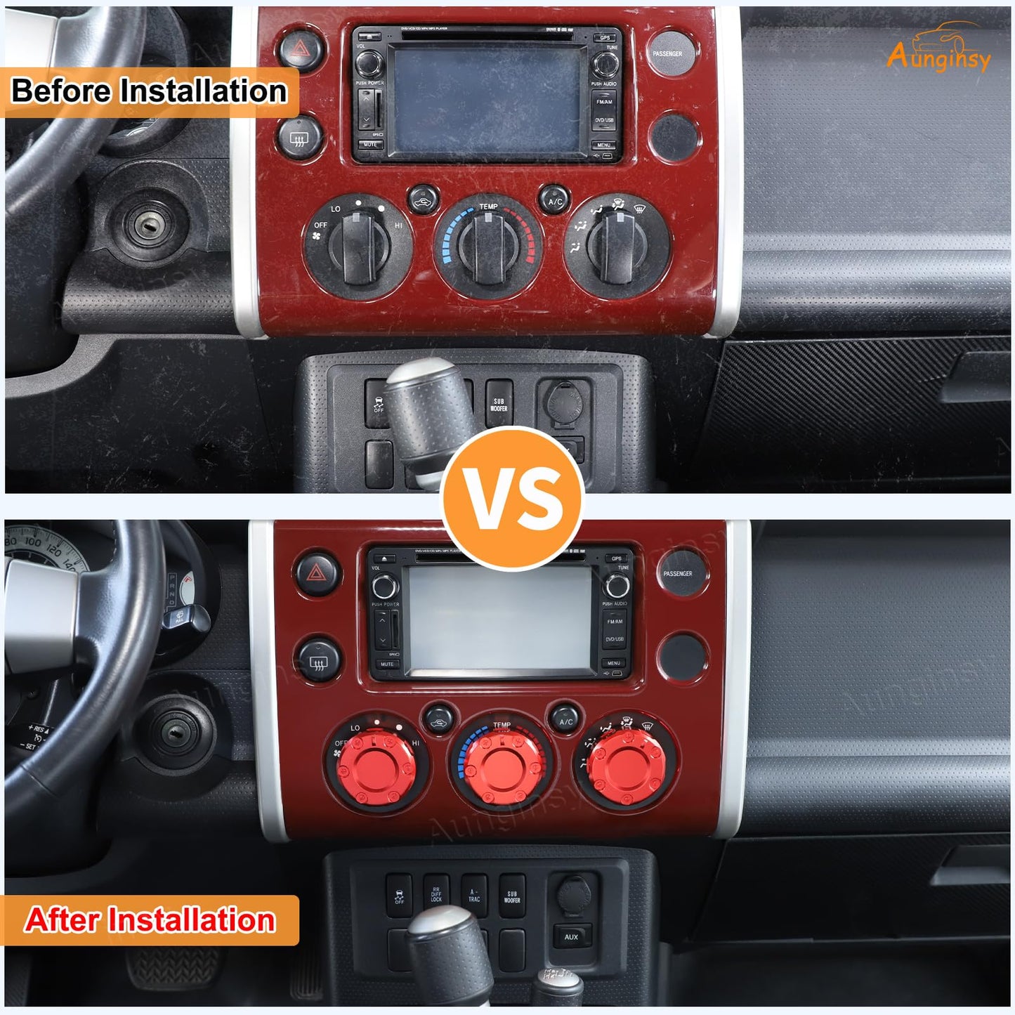 Center Console Air Conditioner Switch Button Knob Trim Cover Compatible with Toyota FJ Cruiser 2007-2021