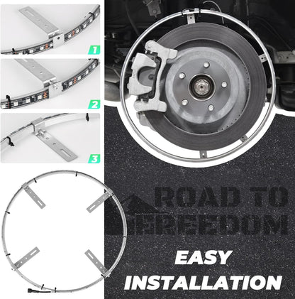 【EASY INSTALL】4PCS 15.5 INCH Chasing RGB LED Wheel Rim Light Kit - OMOTOR