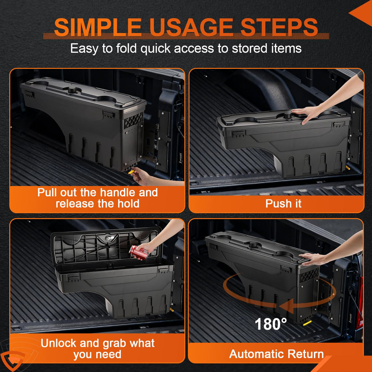 Truck Bed Swing Toolbox for Ford F-150 2015-2025, 30L