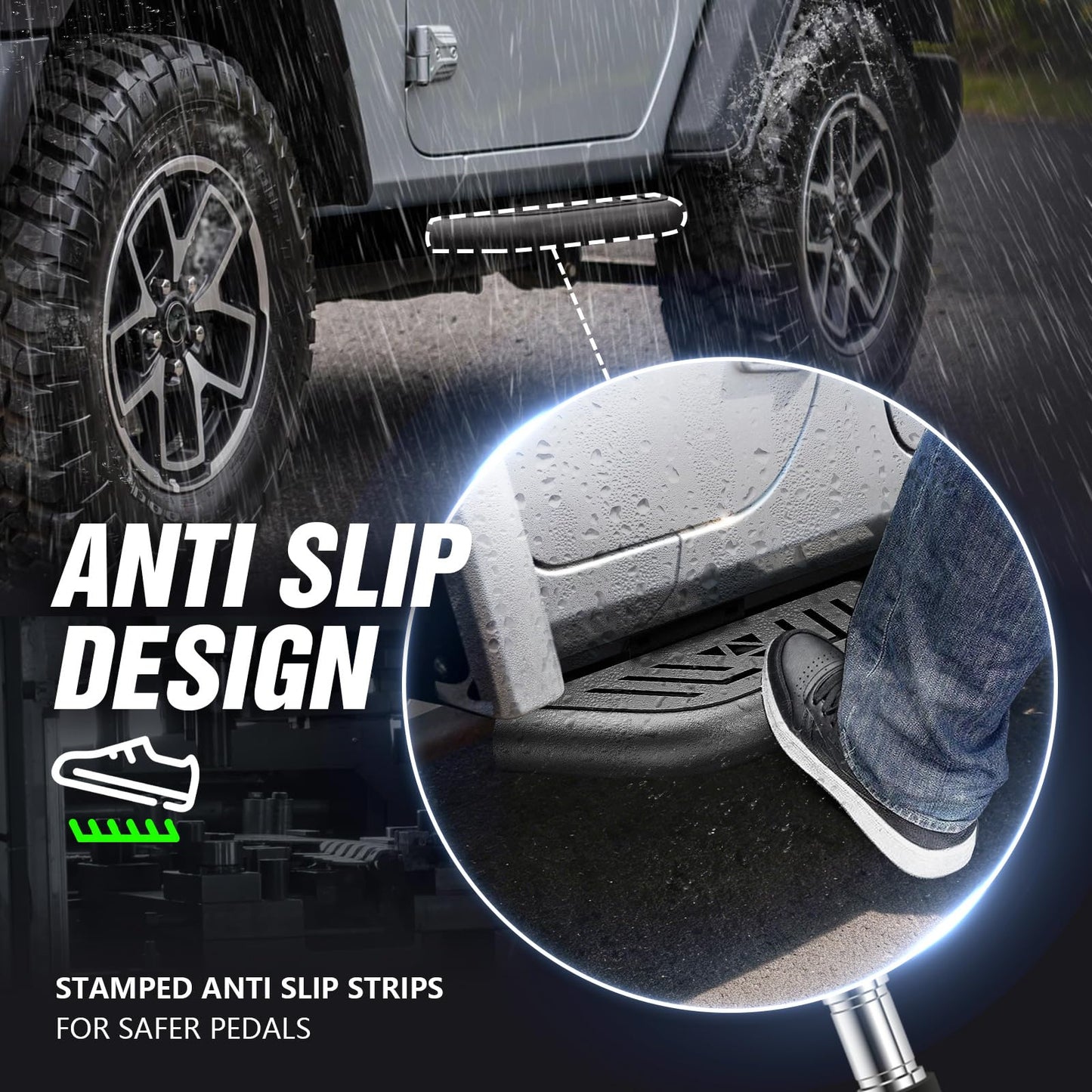 Steel Side Steps Nerf Bars For Jeep Wrangler JL 2018-2026 Jeep Wrangler JK JKU 2018-2023 Unlimited 2 Doors