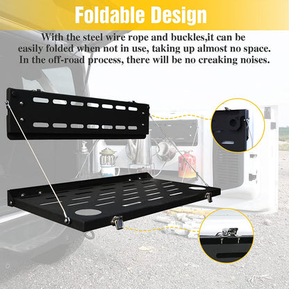 Tailgate Rack for 2021 2022 2023 2024 Ford Bronco 2/4 Door Rear Foldable Cargo Shelf - OMOTOR