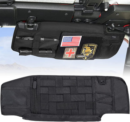 Upgraded Sun Visor Organizer Compatible with Wrangler JL & JT 2018-2023, QMPARTS Driver's Side Front Tactical Visor Storage Cover Molle Webbing Visor Storage Holder Pouch, Multi-Pocket Net Zipper - OMOTOR