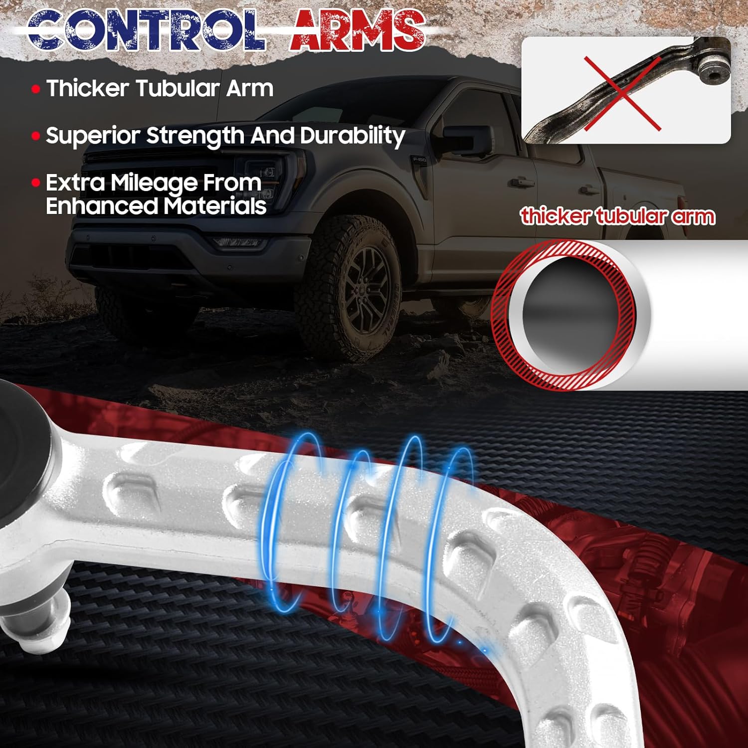 2-4" Lift Aluminum Upper Control Arm for 2004-2020 Ford F-150, Adjustable Control Arms Compatible with Expedition Navigator 06-22, Front Suspension Arms