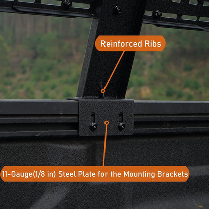High Overland Bed Rack for Mid-Size Trucks w/Bed Rails - Compatible with 05-23 Toyota Tacoma & 20-23 Jeep Gladiator JT - OMOTOR