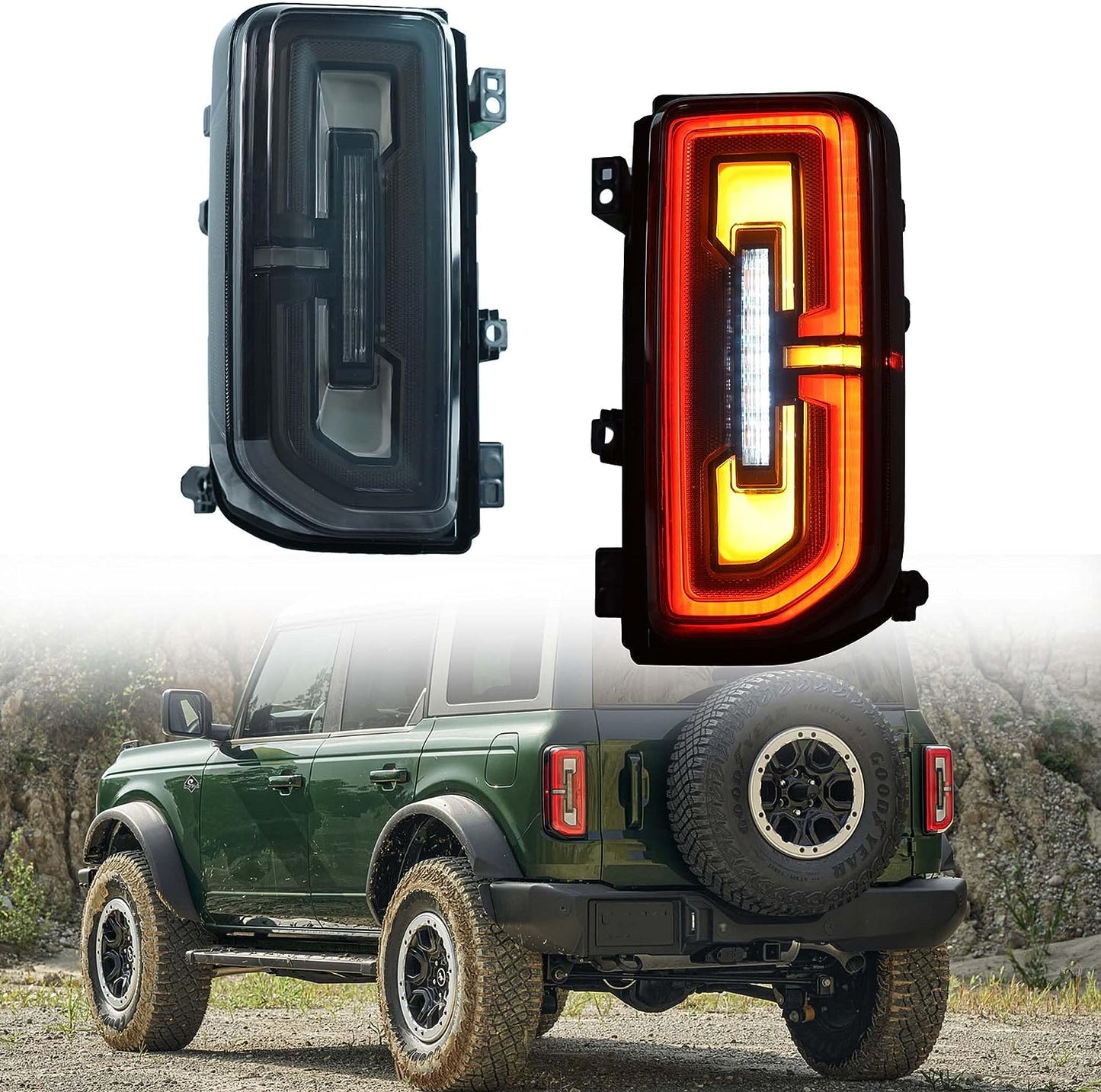 Smoked LED Tail Light Assembly Compatible with 2021 2022 2023 Ford Bronco