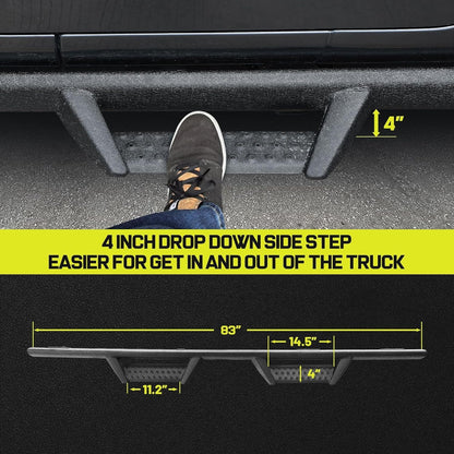 BINARY STAR Curve Design Running Boards Compatible with Vehicle 2020-2025 Jeep Gladiator Jt 4 Door, Rock Rails Sliders Drop Down Side Steps Made with Carbon Steel.
