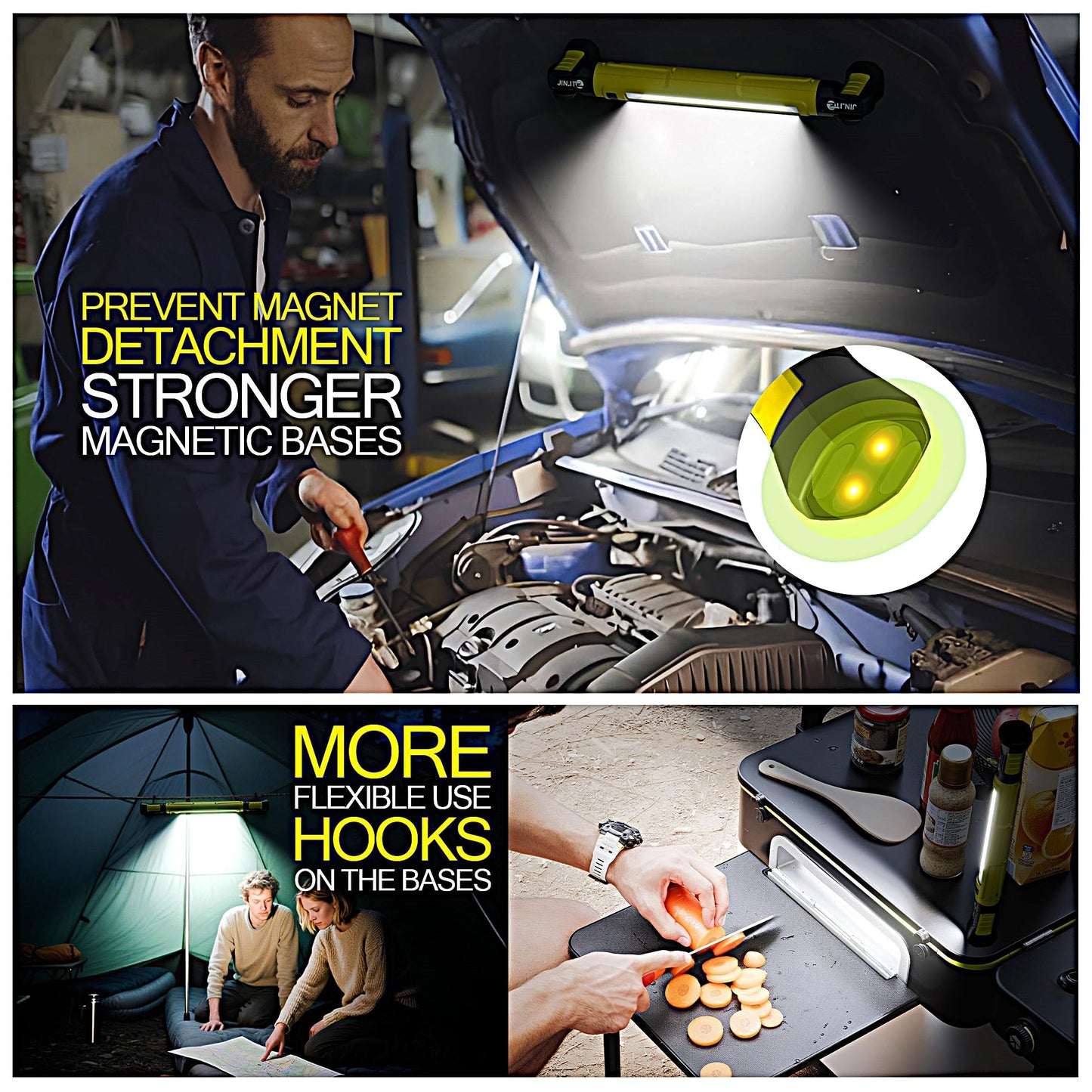 Magnetic Work Light - 3000LM Rechargeable LED Work Light Bar, 5200mAh Under Hood Mechanic Light for Garage, Workshop, Vehicle Inspection