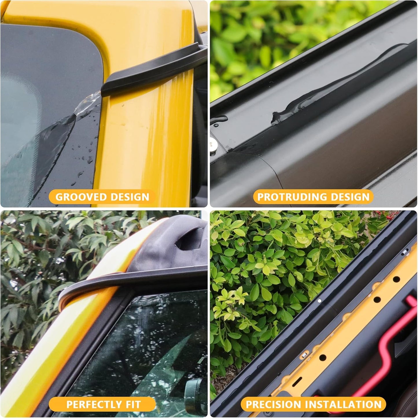 Black Window Visor Rain Guard Compatible with 2021 - 2025 Ford Bronco 4 Door