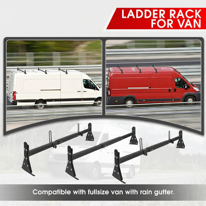 Ladder Rack for Van Compatible with Chevy Express 1500 2500 3500 Ford Econoline GMC Savana Fullsize with Rain Gutter