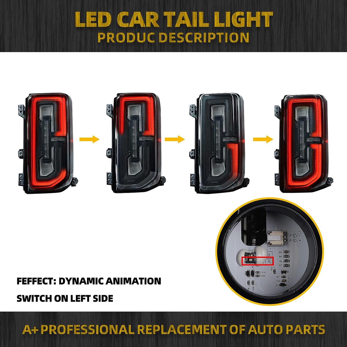 Smoked LED Tail Light Assembly Compatible with 2021 2022 2023 Ford Bronco