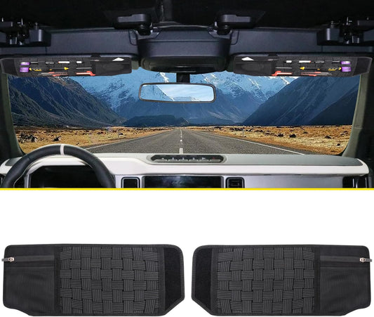 Tactical Sun Visor Organizer Visor Storage Compatible with 2021 2022 2023 2024 2025 Ford Bronco 2/4 Door Accessories Car Sun Visors Sunglasses Holder Webbing Molle Panel, 2x Driver Passenger