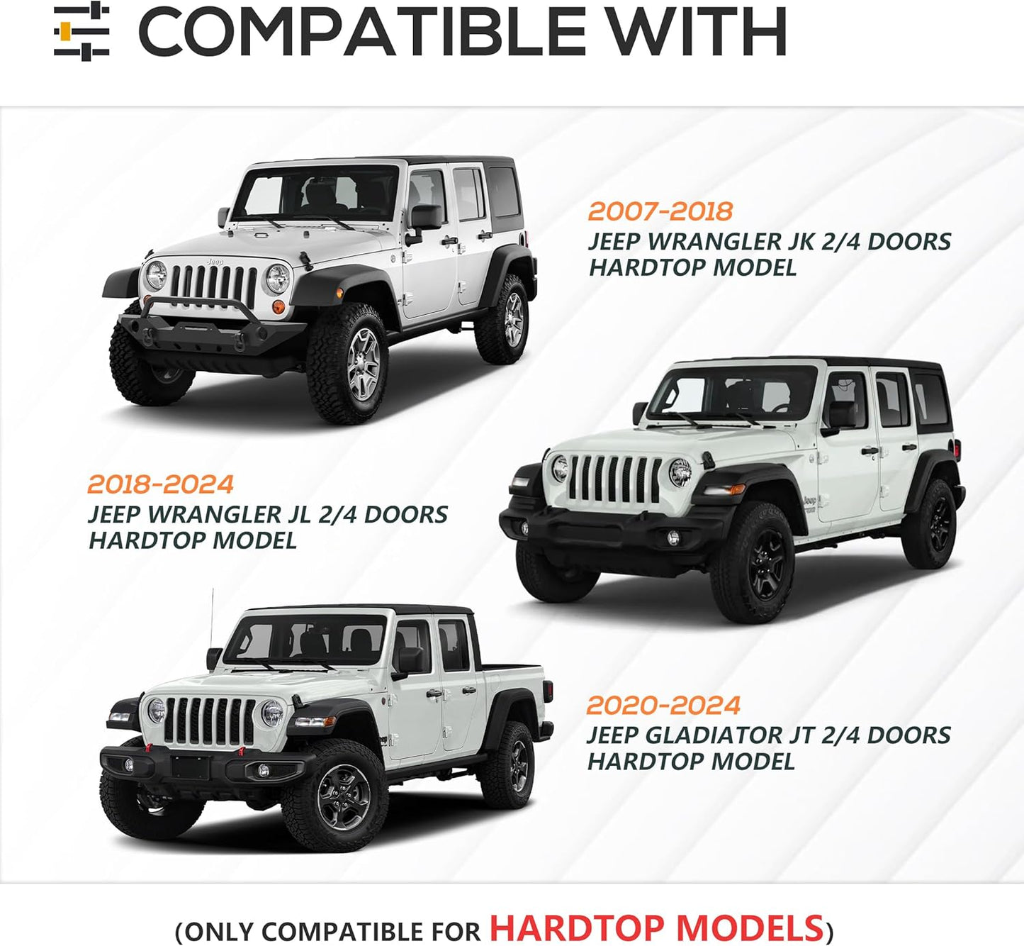 for JK JL JT 300 LBS Roof Rack Cross Bars with 4 x LED Lights Compatible with 2007-2025 Jeep Wrangler JK JL Unlimited & Gladiator JT Hardtop, Cargo Carrier Rooftop Rails Kayak Luggage Crossbars