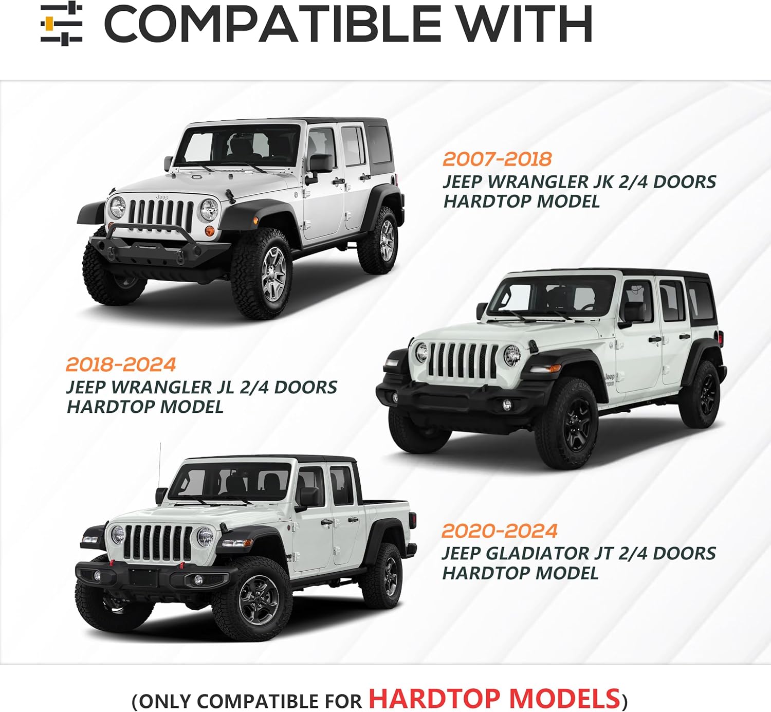 for JK JL JT 300 LBS Roof Rack Cross Bars with 4 x LED Lights Compatible with 2007-2025 Jeep Wrangler JK JL Unlimited & Gladiator JT Hardtop, Cargo Carrier Rooftop Rails Kayak Luggage Crossbars