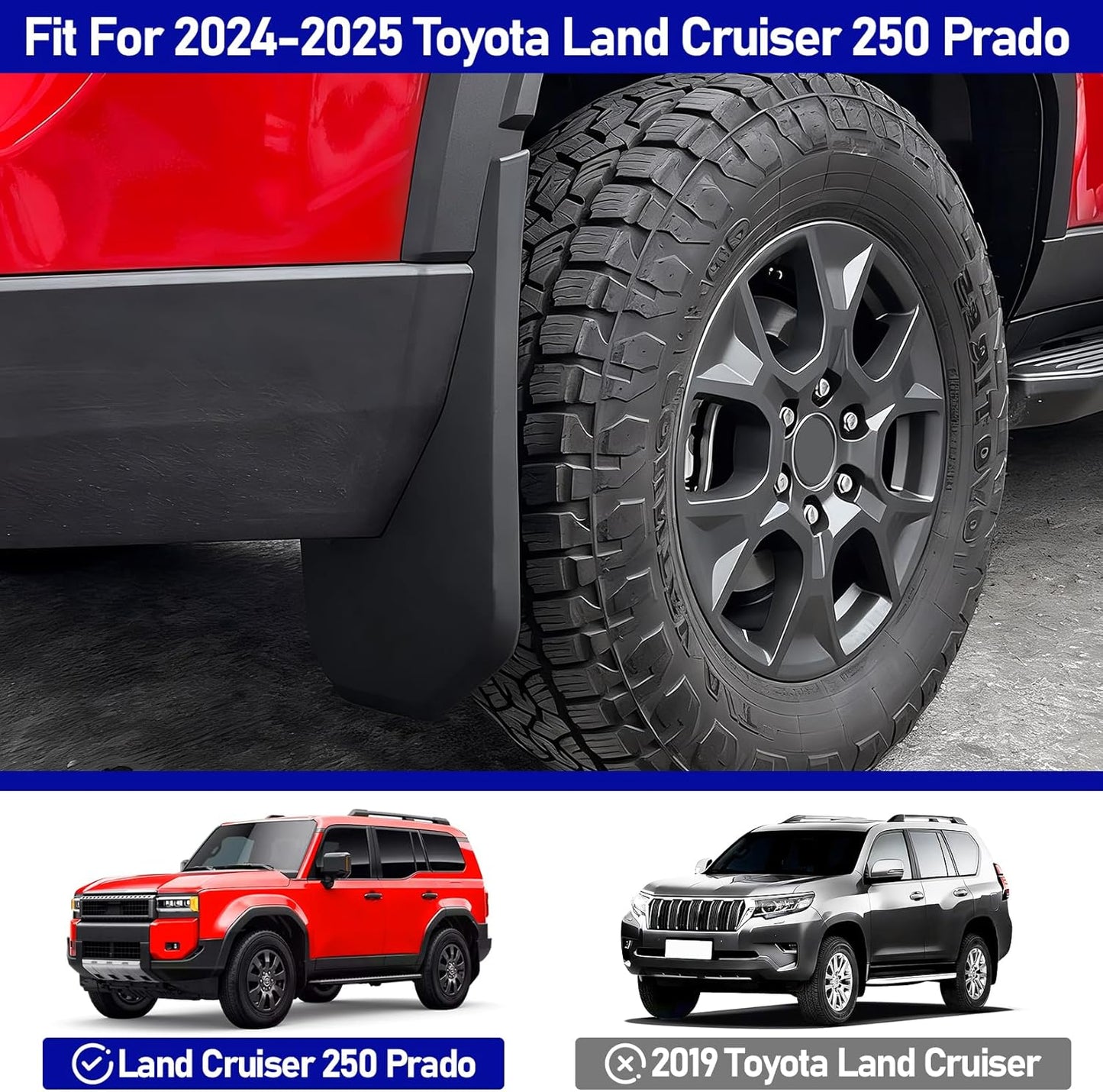 4PCS All-Weather Mud Flaps for Toyota Land Cruiser Prado 2025 2024