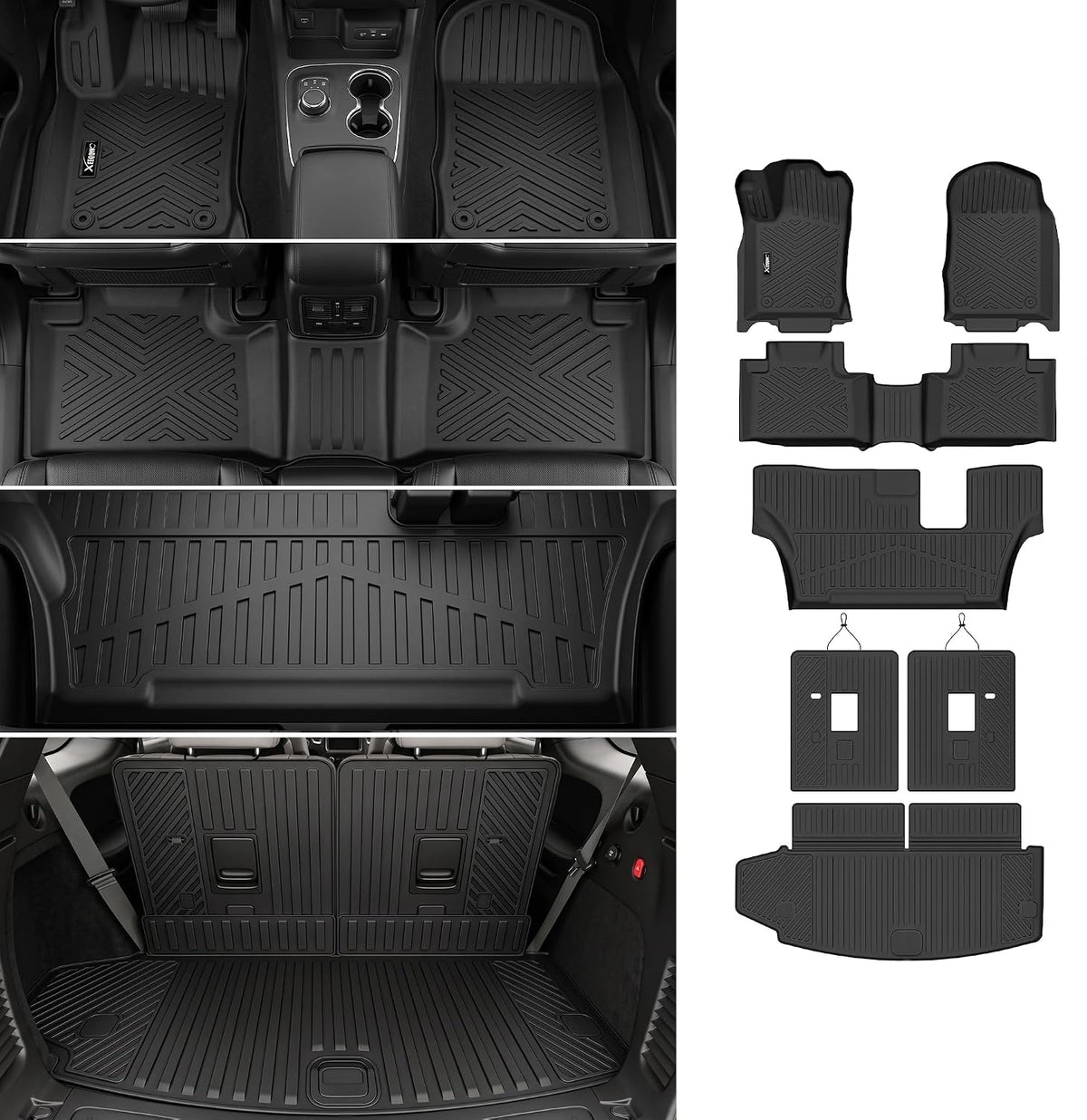 Floor Mats & Trunk Mat for 2016-2024 2025 Dodge Durango with Backrest Mat All Weather TPE Protection