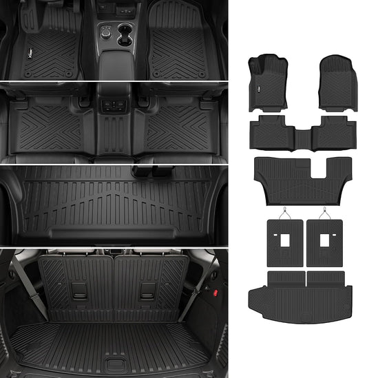 Floor Mats & Trunk Mat for 2016-2024 2025 Dodge Durango with Backrest Mat All Weather TPE Protection