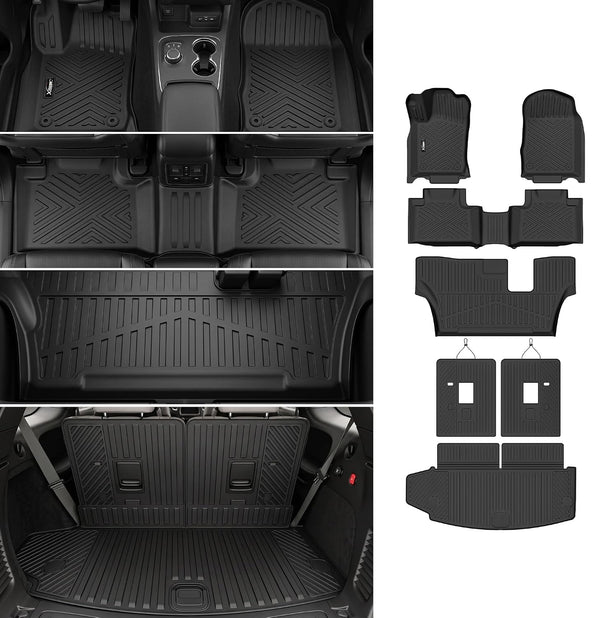 Floor Mats & Trunk Mat for 2016-2024 2025 Dodge Durango with Backrest Mat All Weather TPE Protection