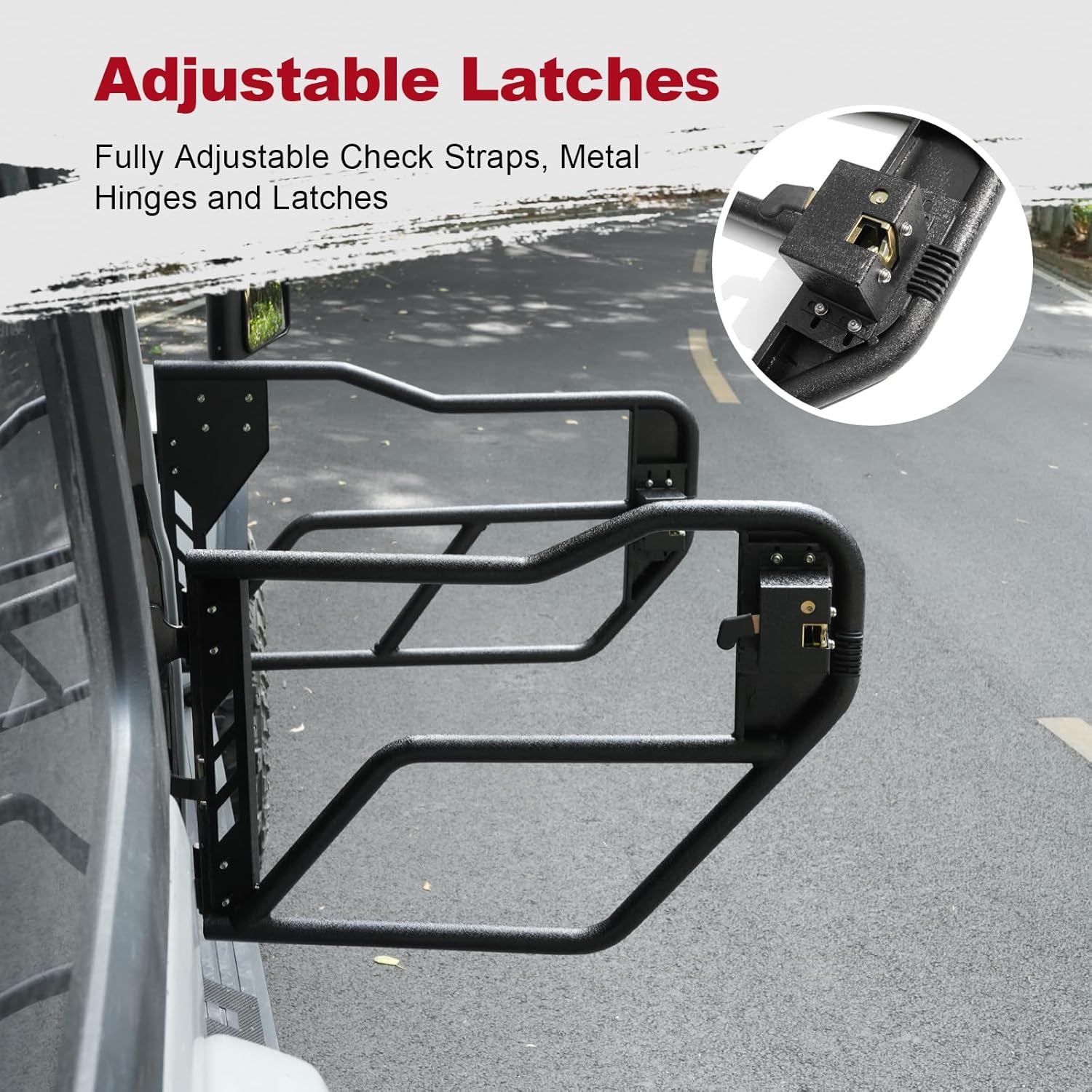 Compatible with Jeep Tube Doors with Rear Side View Mirror,JL JT Half Doors Compatible with Jeep Wrangler 2018-2024 JL&2020-2024 Gladiator JT 4 Door, Safari Tubular Doors Adventure Style