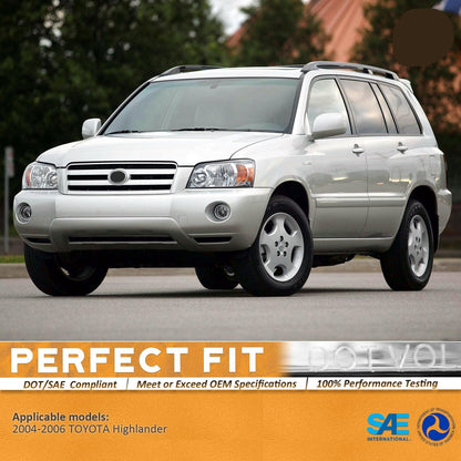 Headlights for 2004-2006 Toyota Highlander - Black/Chrome Housing, Amber Reflector, Left & Right Side - OMOTOR