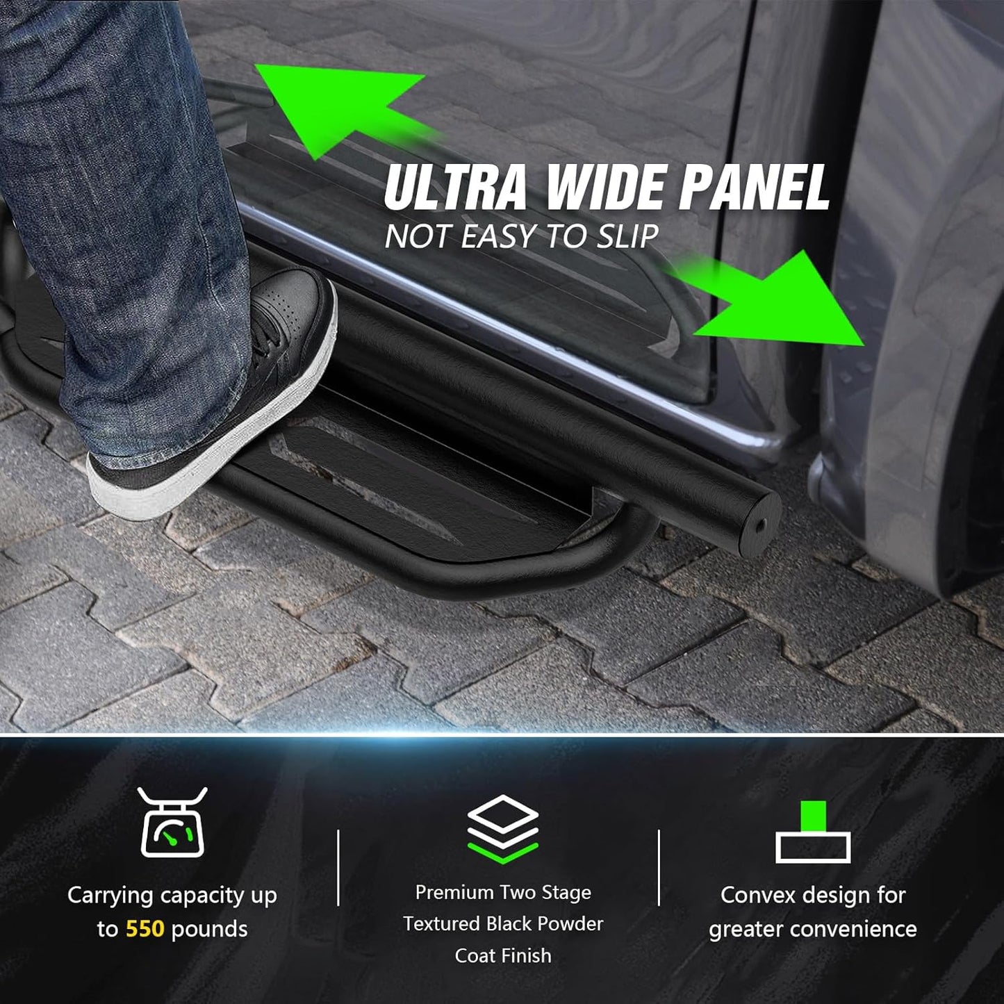 for Bronco Running Boards Side Steps Compatible with 2021 2022 2023 2024 2025 2026 Ford Bronco 4 Doors (Not for Sport Model), Two Stairs Design Heavy-Duty Nerf Bars Step Plates Rock Sliders Rail