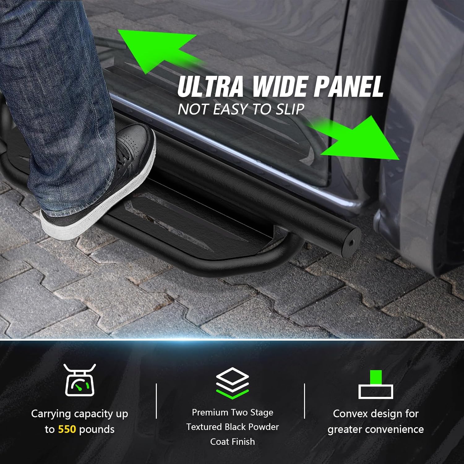 for Bronco Running Boards Side Steps Compatible with 2021 2022 2023 2024 2025 2026 Ford Bronco 4 Doors (Not for Sport Model), Two Stairs Design Heavy-Duty Nerf Bars Step Plates Rock Sliders Rail