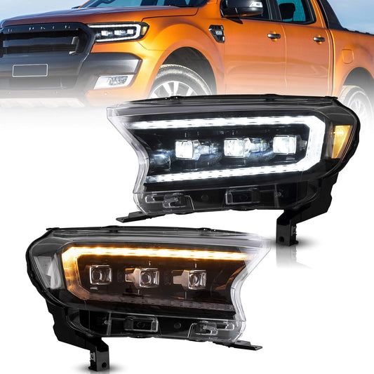 VLAND Headlights Assembly Fit for 2019-2024 Ford Ranger, with Sequential Turn Signal, Projector/Clear