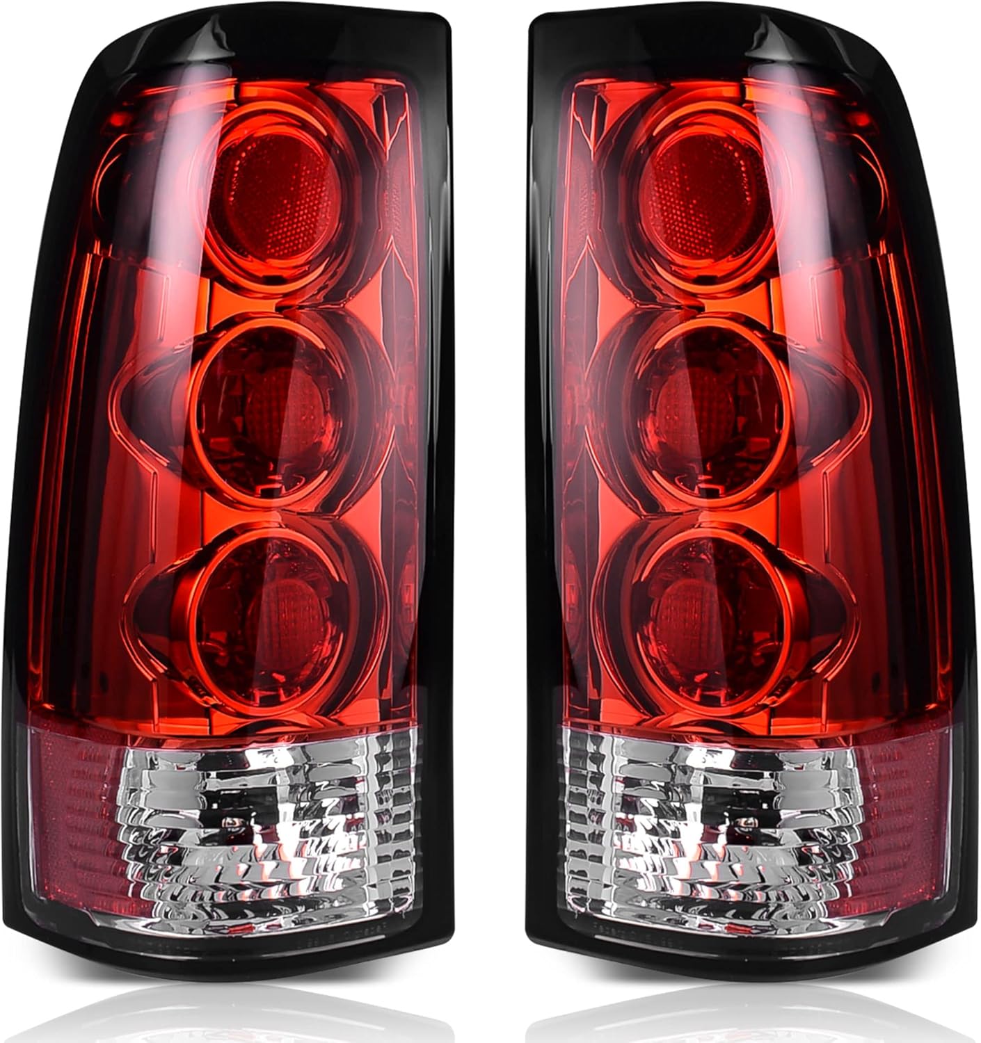 Tail Lights for 1999-2007 Chevy Silverado & GMC Sierra – Clear Lens, Red & Smoke Housing, Pair (Fits Fleetside Models Only)