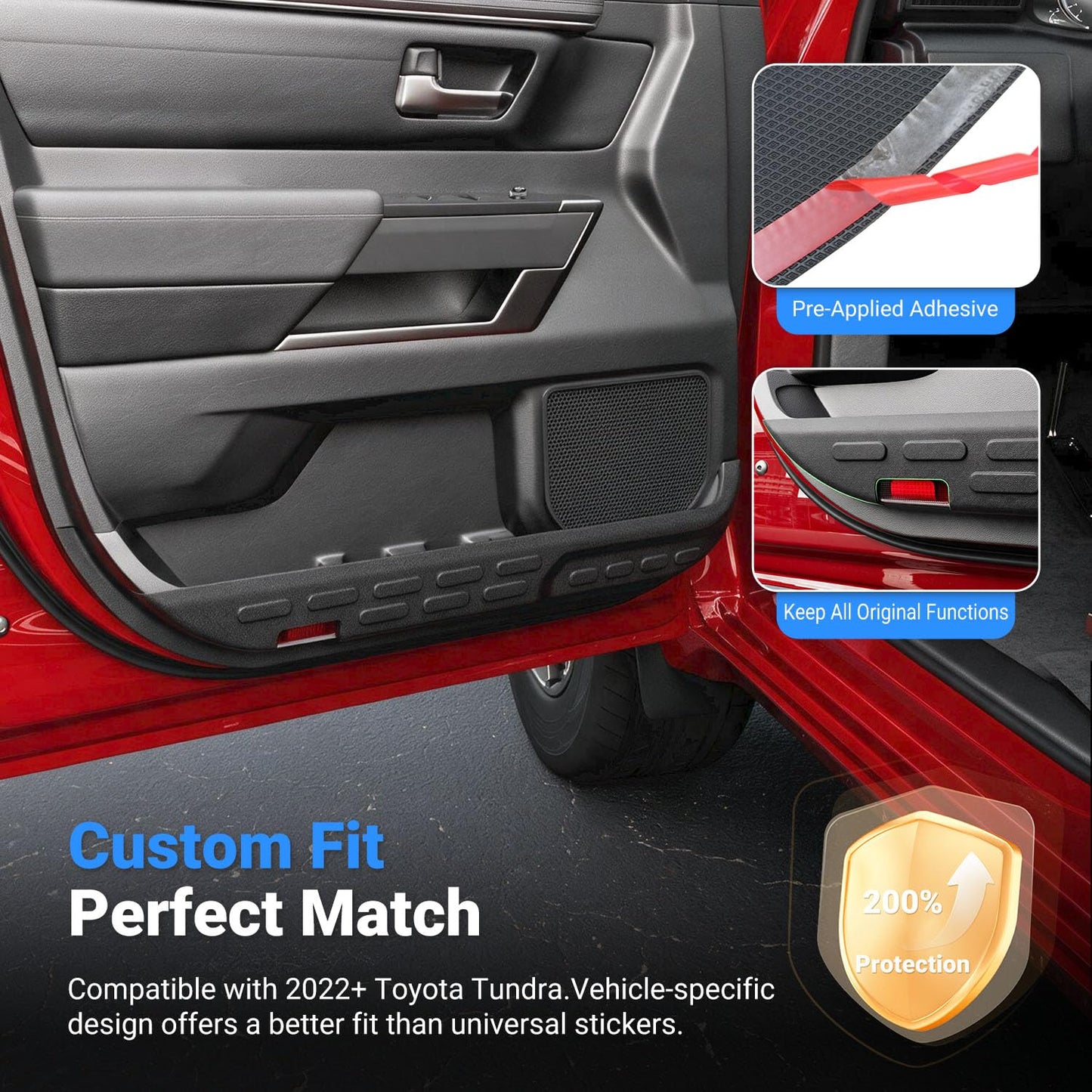 4PCS Car Door Anti Kick Pads Sticker Compatible with 2022-2026 Toyota Tundra