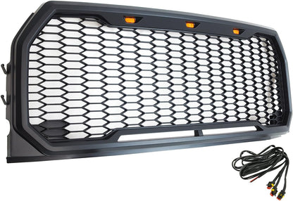 Front Grille with Amber LED Lights Compatible with 2015-2017 F150 Pickup