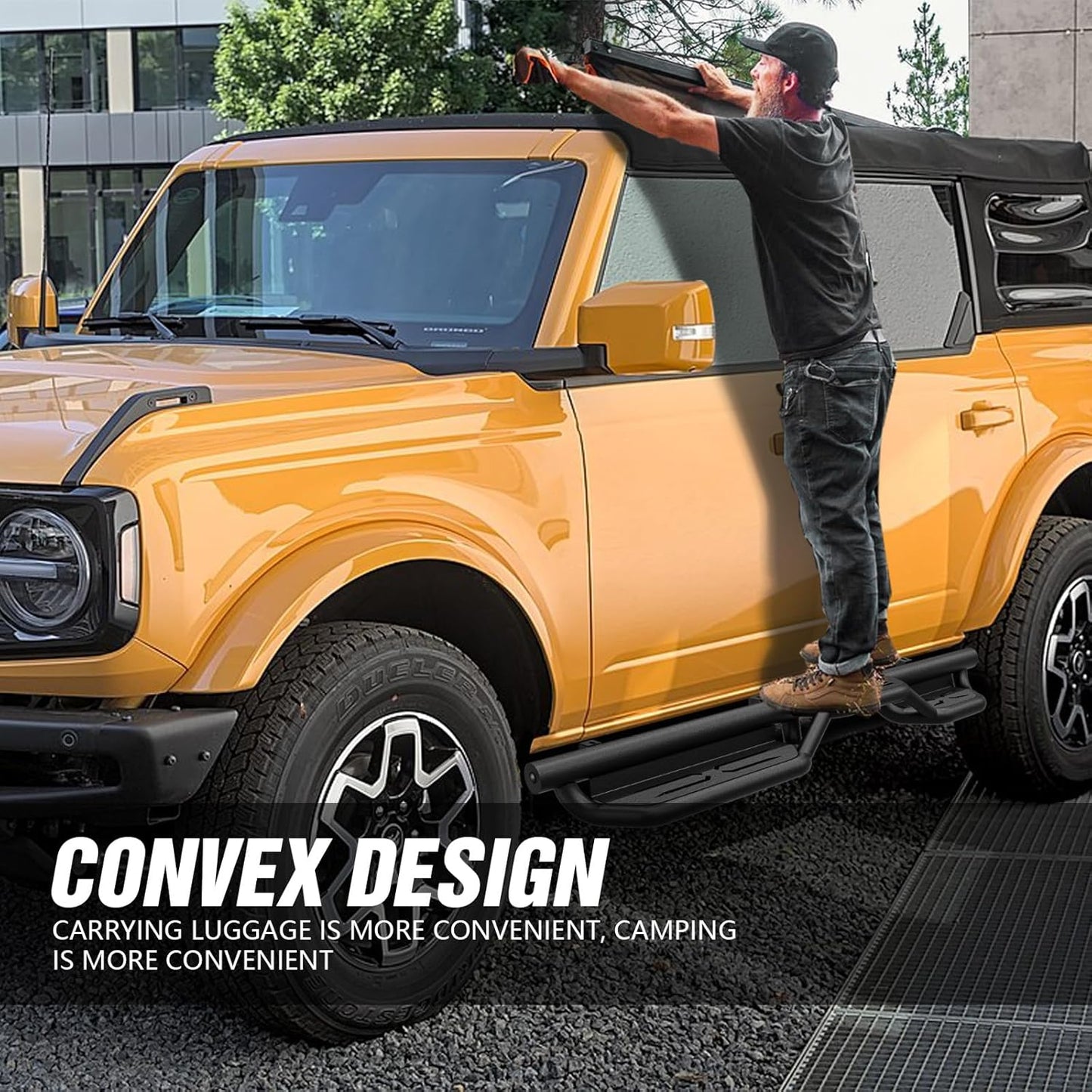 for Bronco Running Boards Side Steps Compatible with 2021 2022 2023 2024 2025 2026 Ford Bronco 4 Doors (Not for Sport Model), Two Stairs Design Heavy-Duty Nerf Bars Step Plates Rock Sliders Rail