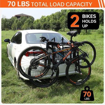 Deluxe Trunk Mount 2-Bike Rack, 70lbs Load, Black/Orange