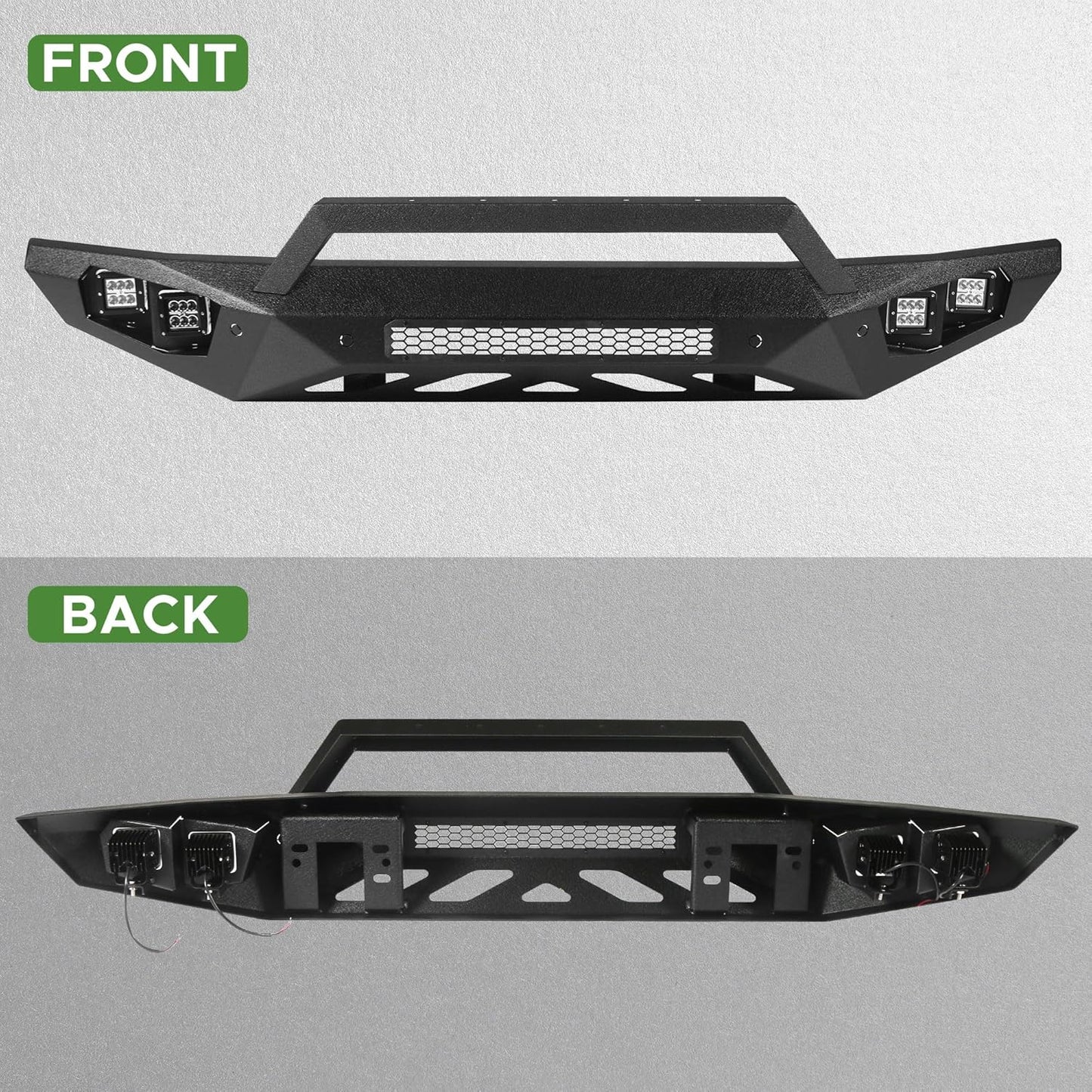 Off Road Front/ Rear  Bumper Compatible with Ford Bronco 2021 - 2025 (Not for Bronco Sport) with 4 Lights