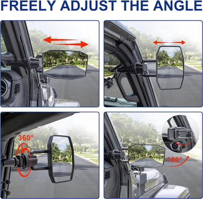 Upgraded Mirrors Doors Off Compatible with Jeep Wrangler JL JLU and Gladiator JT 2018-2023, Quick Release JL Mirror, No Wobble & Quick Removal knob(Not Fit 2024 2025) Patent Pending